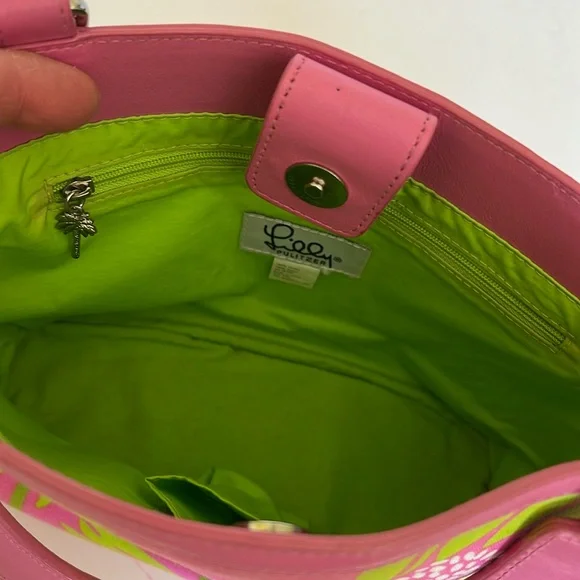 RARE!  Lilly Pulitzer Small Tote Hit Pink Sunflower Pattern-Circa 1990’s - Picture 12 of 16